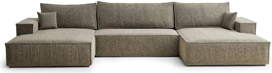 Кафяв шенилов сгъваем/с място за съхранение ъглов диван (U форма) Kyoto – Maison de Rêve