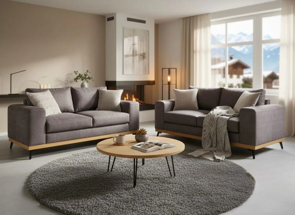 Двуместен диван Dysine-Сиво тъмно