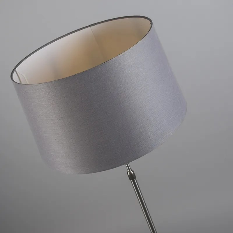 Подова лампа стомана с сив абажур 45 см регулируема - Parte