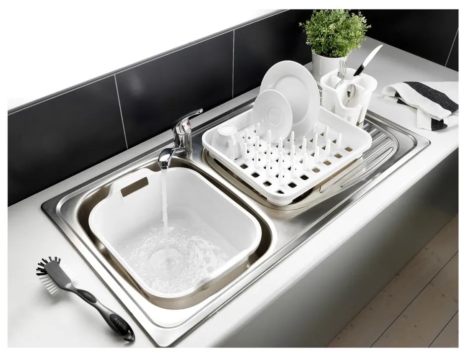 Бяла пластмасова тавичка за сушене за прибори 14x14 cm Signature – Addis