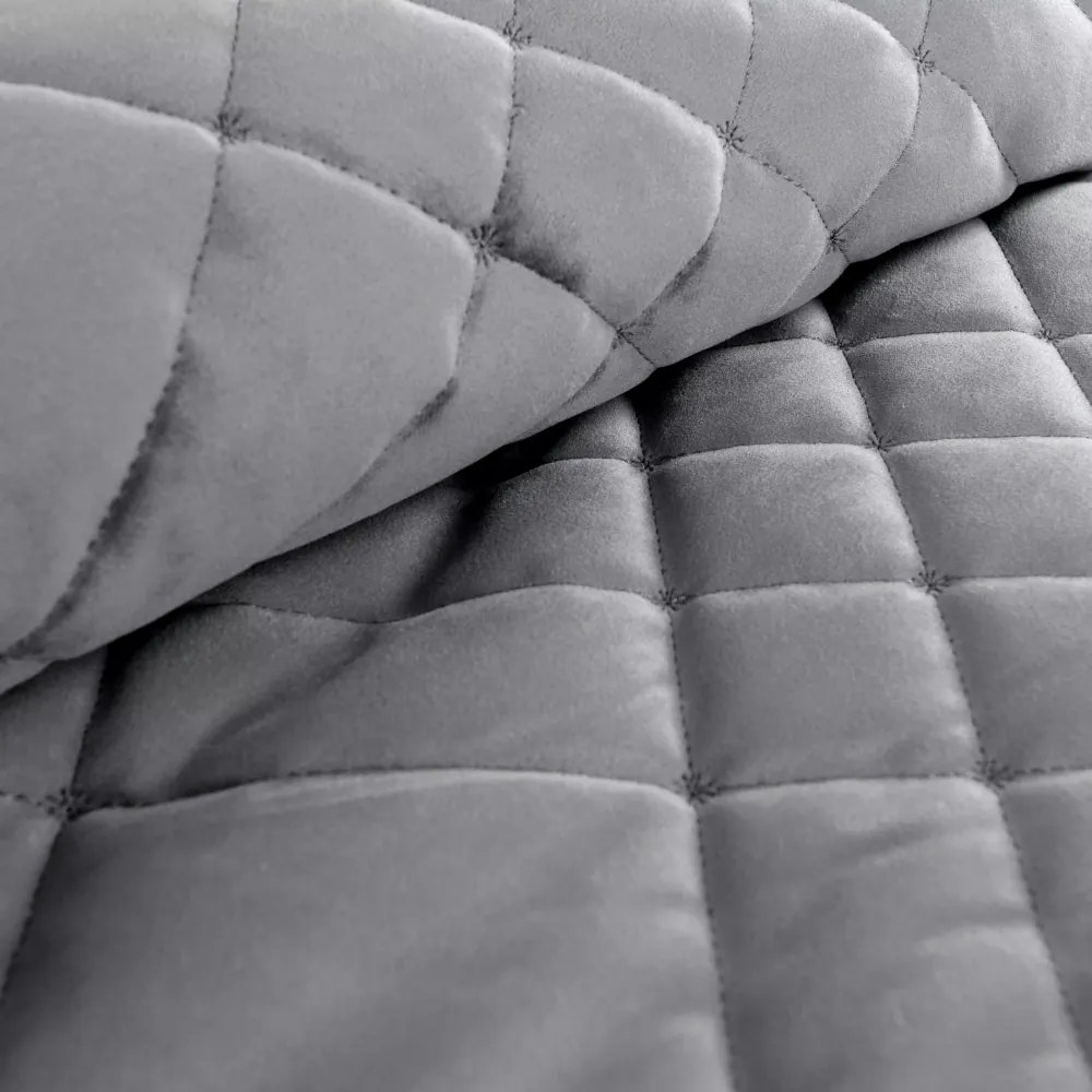 Елегантна кадифена покривка за легло с геометрични шевове - сива Ширина: 170 см | Дължина: 210 см