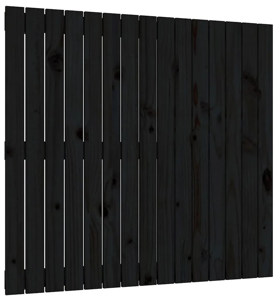 824887 vidaXL Стенна табла за спалня, черна, 95,5x3x90 см, борово дърво масив