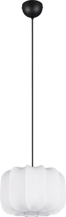 Бяло метално висящо осветително тяло с текстилен абажур ø 25 cm Madleine – Reality