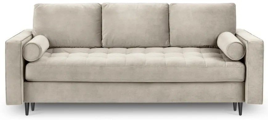 Бежов кадифен разтегателен диван Santo - Milo Casa