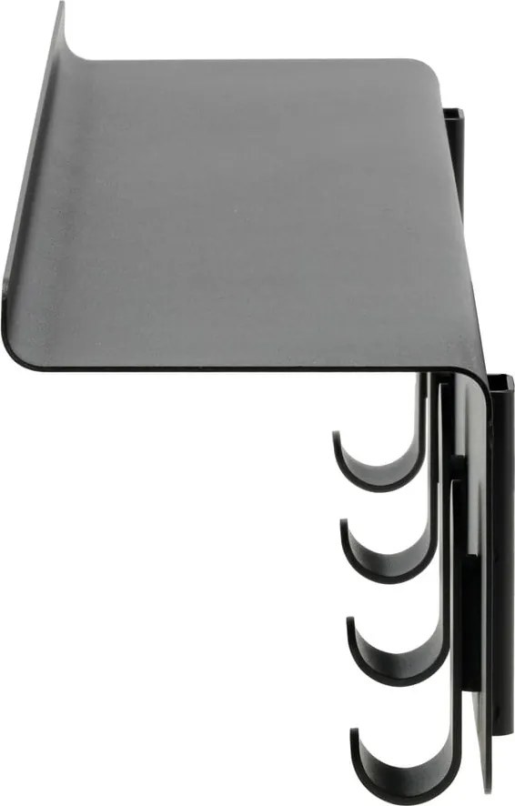 Черна стоманена стенна закачалка с рафт 11,5 cm A-Hallway – Zone