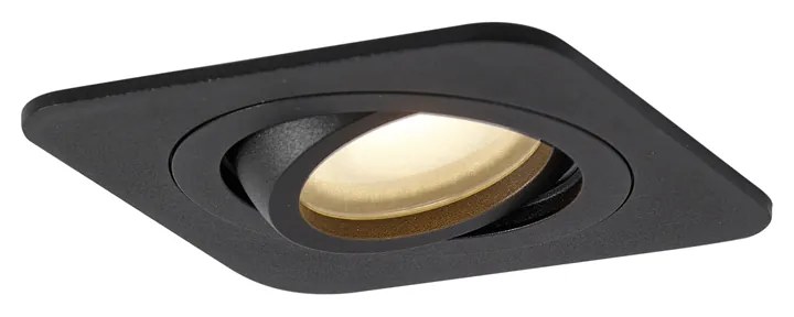 Комплект от 6 заоблени вградени спота черни GU10 50mm въртящи се и накланящи се IP44 - Alberto