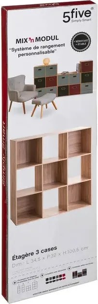 Рафт 5five Mix'n Modul, 9 отделения, MDF, 101x32x101 cm - Бял