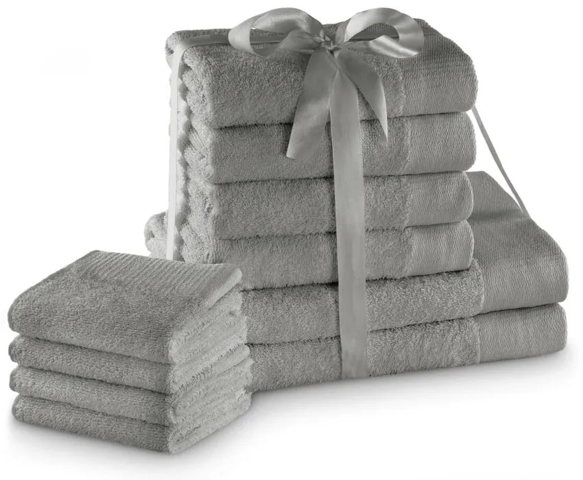 Сиви памучни хавлии и кърпи за баня в комплект 10 бр. от тери Amari – Restilo