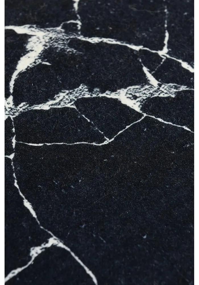 Черно-бял килим за баня с мраморен мотив Мрамор, 60 x 40 cm - Foutastic