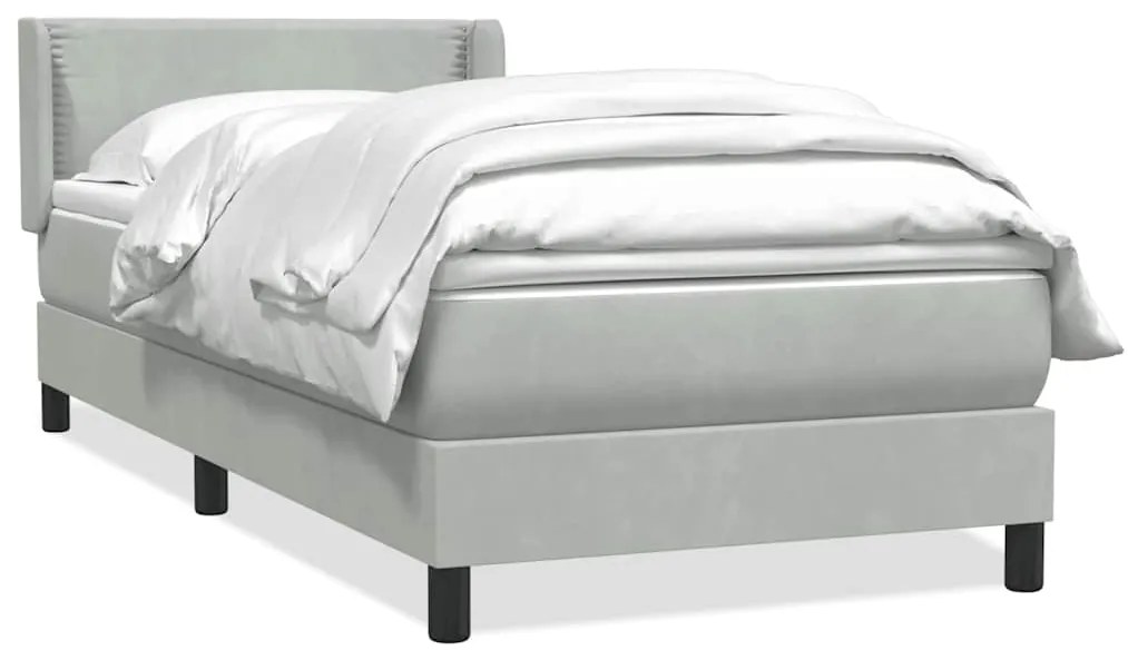 3318009 vidaXL Боксспринг легло с матрак, светлосиво, 80x210 см, кадифе