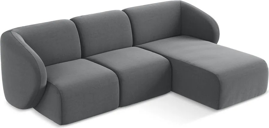 Сив кадифен ъглов диван (десен ъгъл) Lani – Makamii