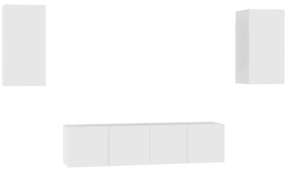 3074453 vidaXL Комплект ТВ шкафове от 4 части, бял, инженерно дърво