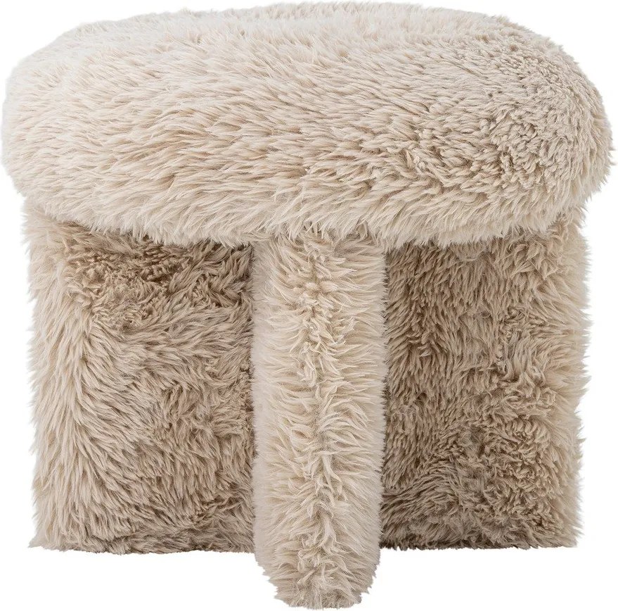 Бежова табуретка от изкуствен косъм Frikka – Bloomingville