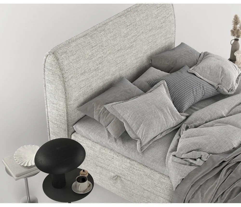 Светлосиво боксспринг легло с място за съхранение 140x200 cm Melba – Maison de Rêve