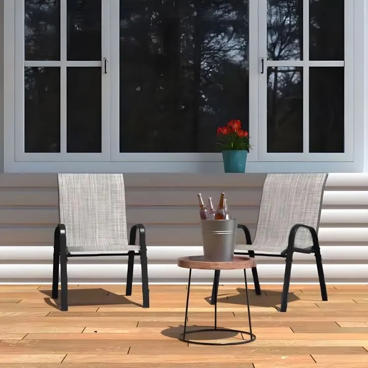 Градински столове за терасата - комплект от 4 броя Черен