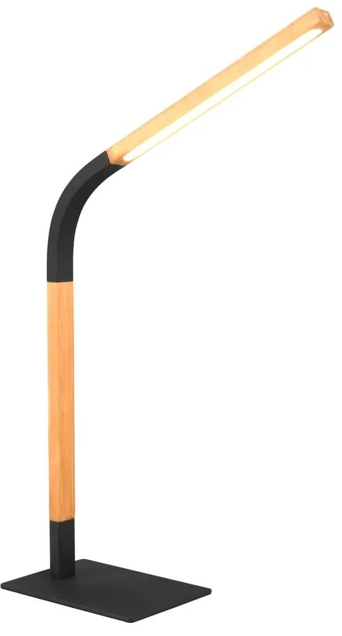 LED настолна лампа с възможност за димиране в черен и естествен цвят с дървен абажур (височина 73,5 см) Norris - Trio