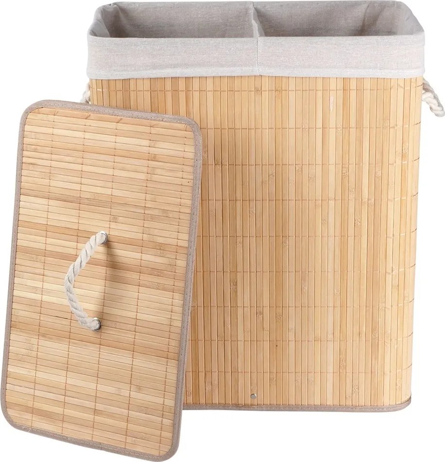 Бамбуков кош за пране 90л с две отделения