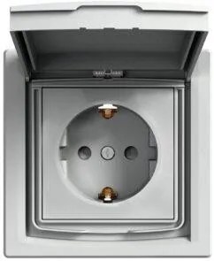 SE Контакт ШУКО 16A с капак IP44 и детска защита моноблок цвят Алуминий Asfora  - EPH3100361