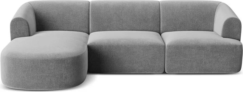 Светлосив кадифен ъглов диван (ляв ъгъл) Campi – Cosmopolitan Design