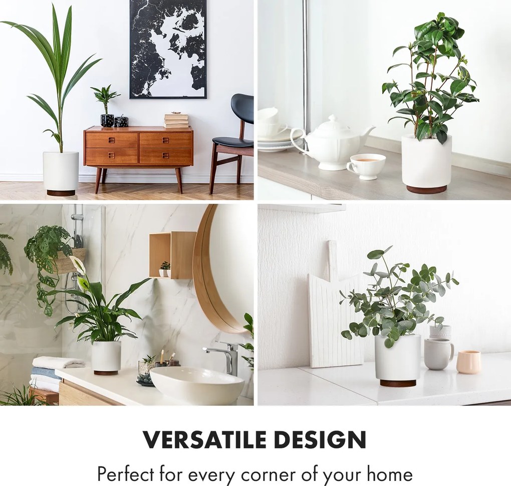 Fox & Fern Enspijk, саксии за цветя, орехово дърво, Polystone, ръчна изработка, 2 размера