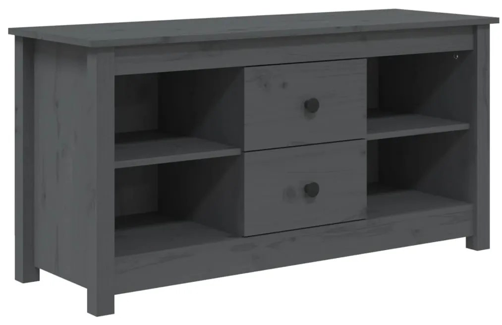 814571 vidaXL ТВ шкаф, сив, 103x36,5x52 см, бор масив