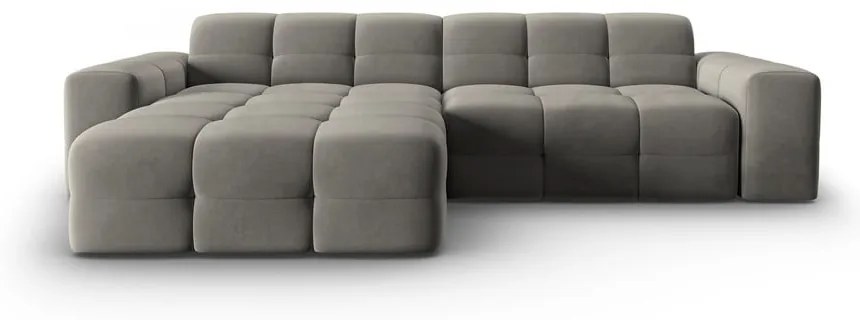 Ъглов диван от сиво кадифе (ляв ъгъл) Kendal - Micadoni Home