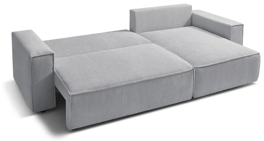 Светлосив велурен разтегателен диван Nihad - Bobochic Paris