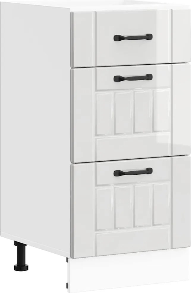 854232 vidaXL Кухненски шкаф "Lucca" с висок гланц, бяло, инженерно дърво