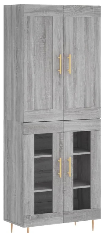 3199615 vidaXL Висок шкаф, сив сонома, 69,5x34x180 см, инженерно дърво