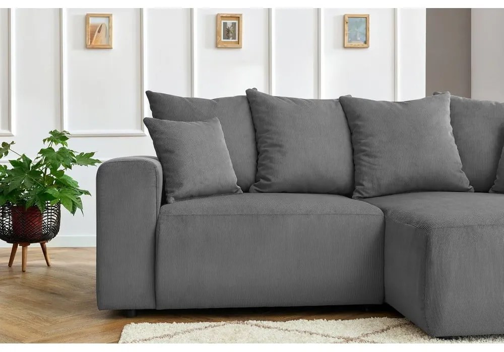 Сив кадифен ъглов диван Enjoy – Bobochic Paris