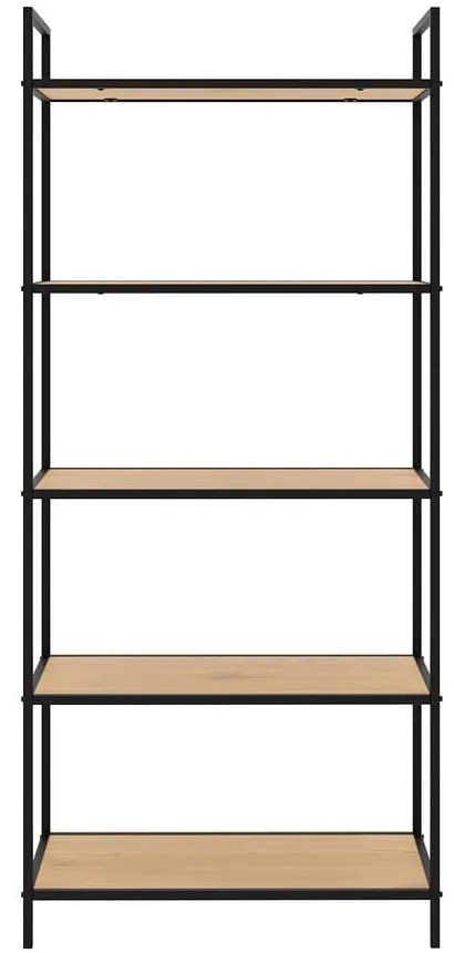 Стелаж от декор от дъб в черен и естествен цвят 70x156x35 cm Altino – Unique Furniture