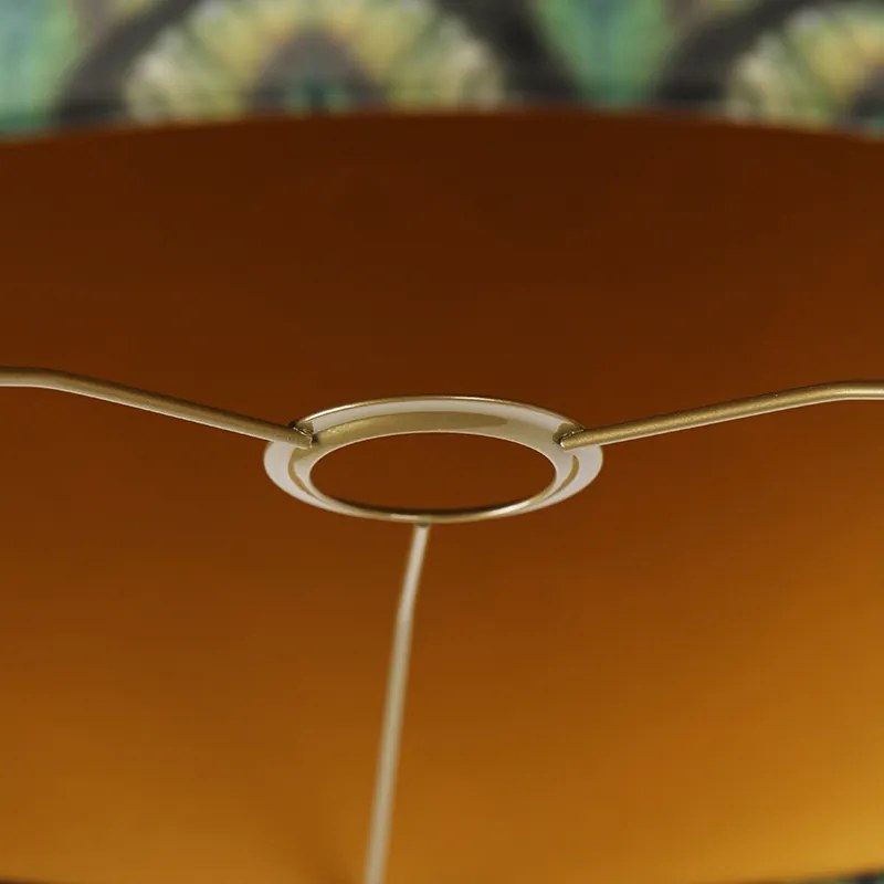 Абажур от кадифе с дизайн на паун 40/40/40 златен интериор