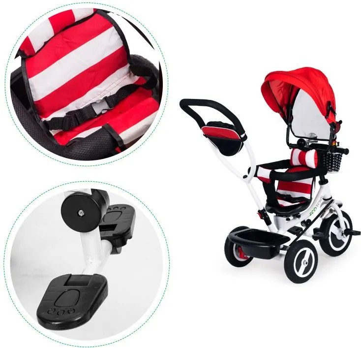 Триколка, детска количка червена ECOTOYS