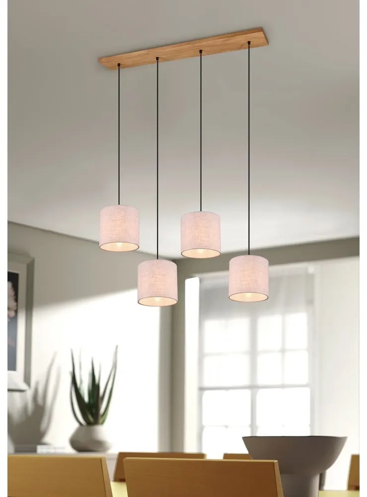 Бежово висящо осветително тяло с текстилен абажур Elmau – Trio