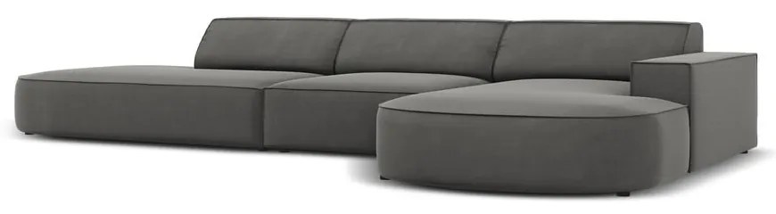 Ъглов диван от сиво кадифе (десен ъгъл) Jodie - Micadoni Home
