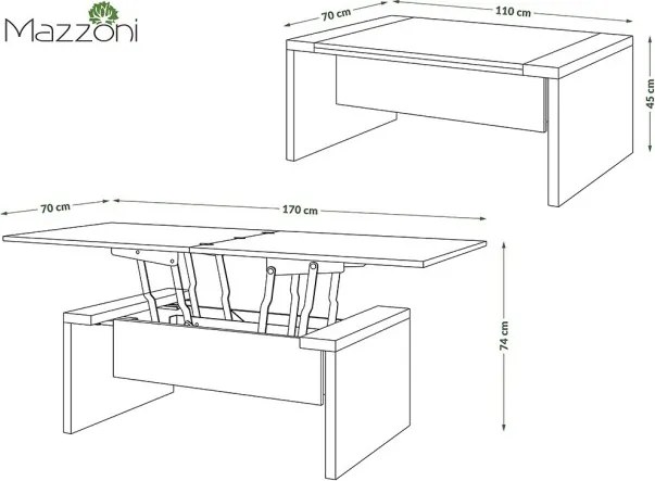 СПЕЙС Дъб Артисан/Бежов (Шампанско) - РАЗТЕГАТЕЛНА ХОЛНА МАСА С ПОВДИГАЩ МЕХАНИЗЪМ