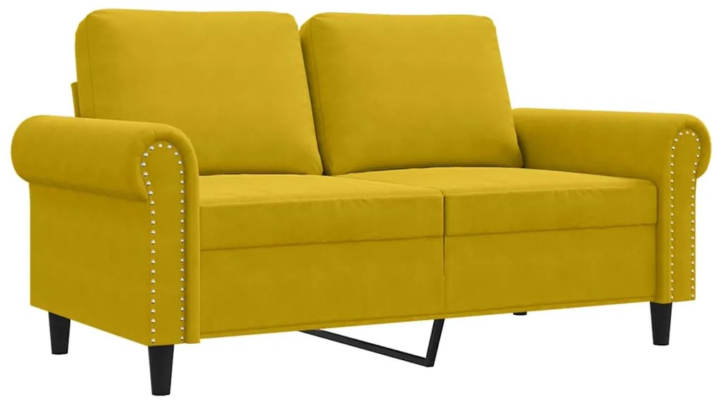 359525 vidaXL 2-местен диван, жълт, 120 см, кадифе