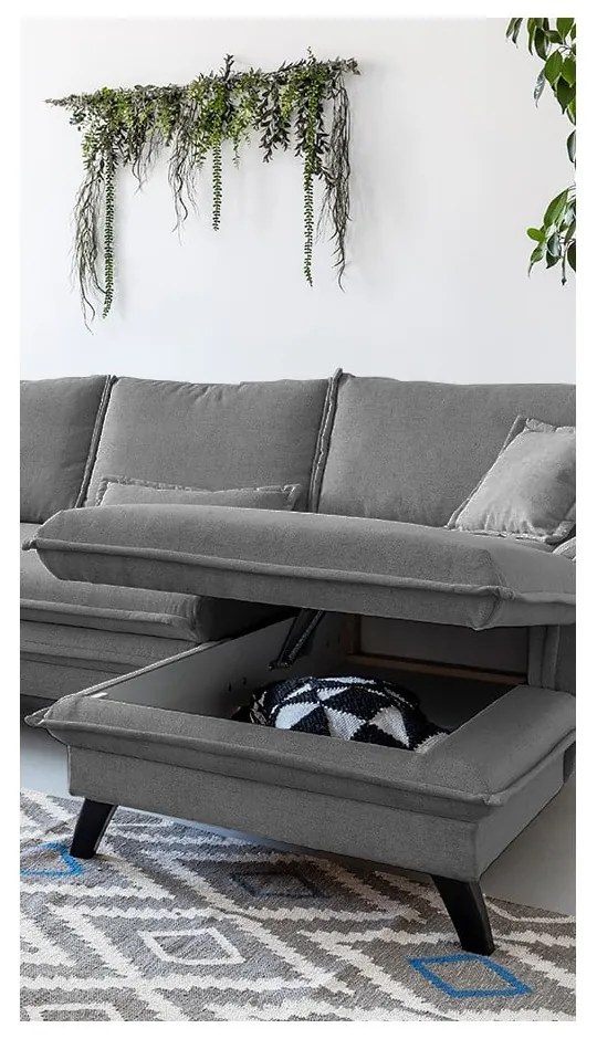 Сив разтегателен диван ъгъл, десен ъгъл Charming Charlie - Miuform