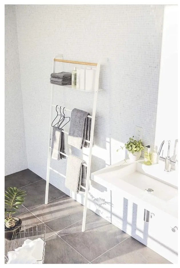 Бяла закачалка за дрехи с рафт Стълба Tower - YAMAZAKI