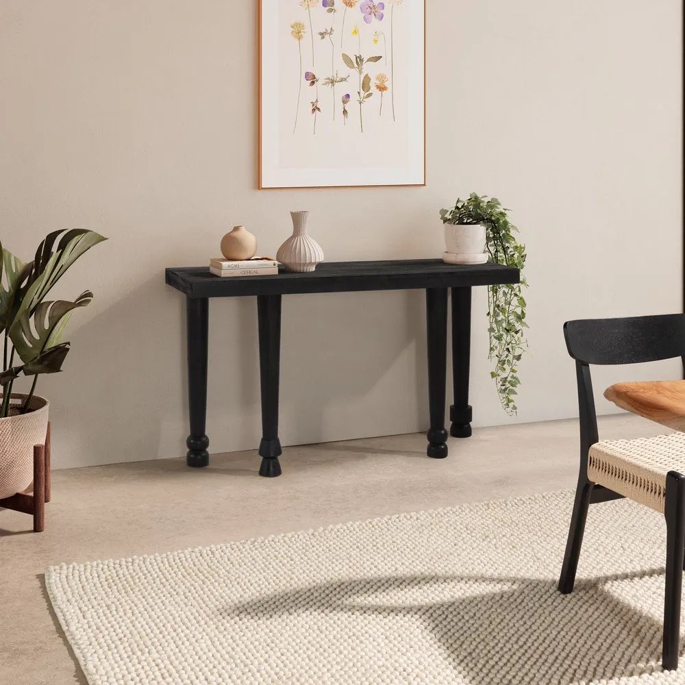 Черна конзолна маса от масивно манго 40x130 cm Inaya – MOME