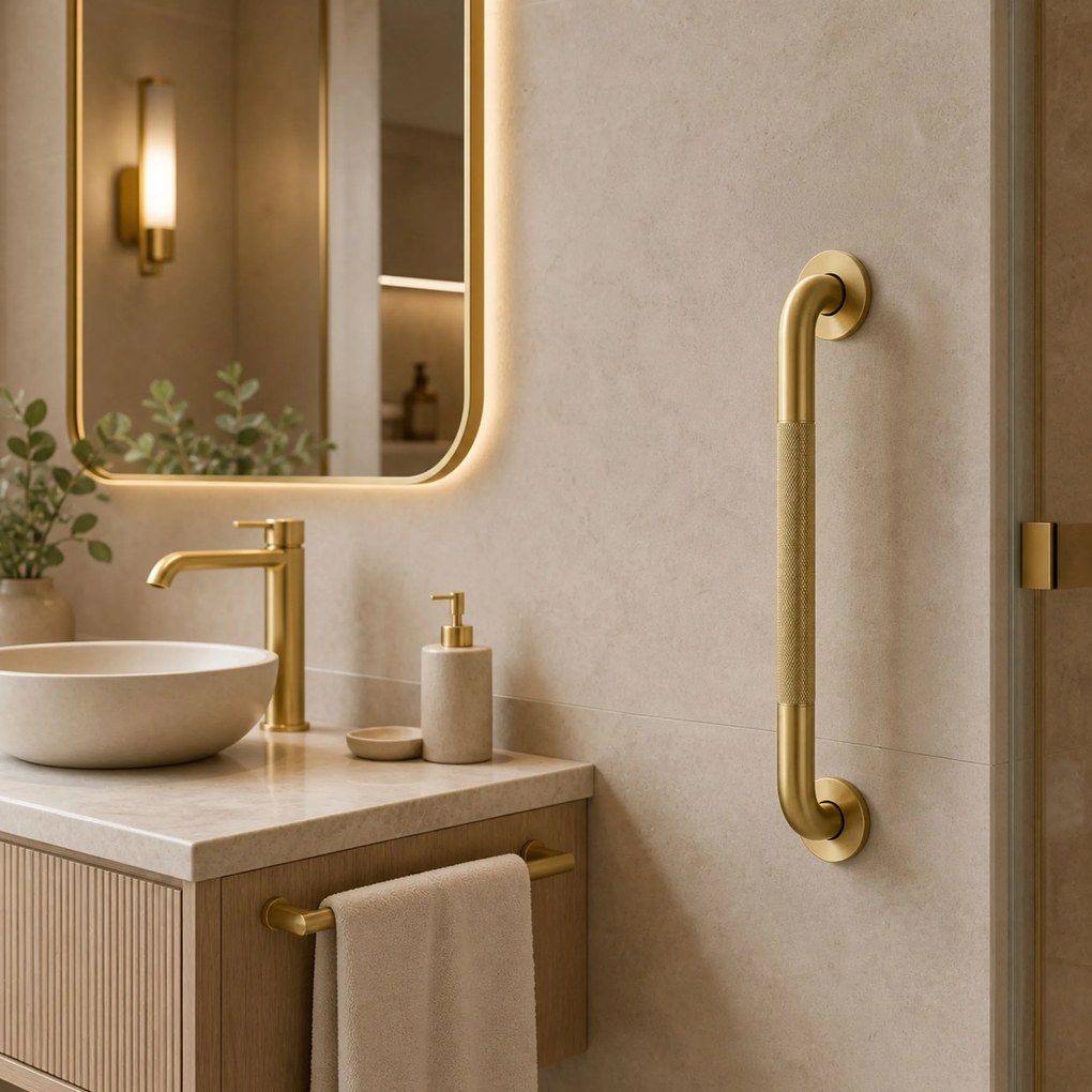 Прав дръжка за баня Brush Gold