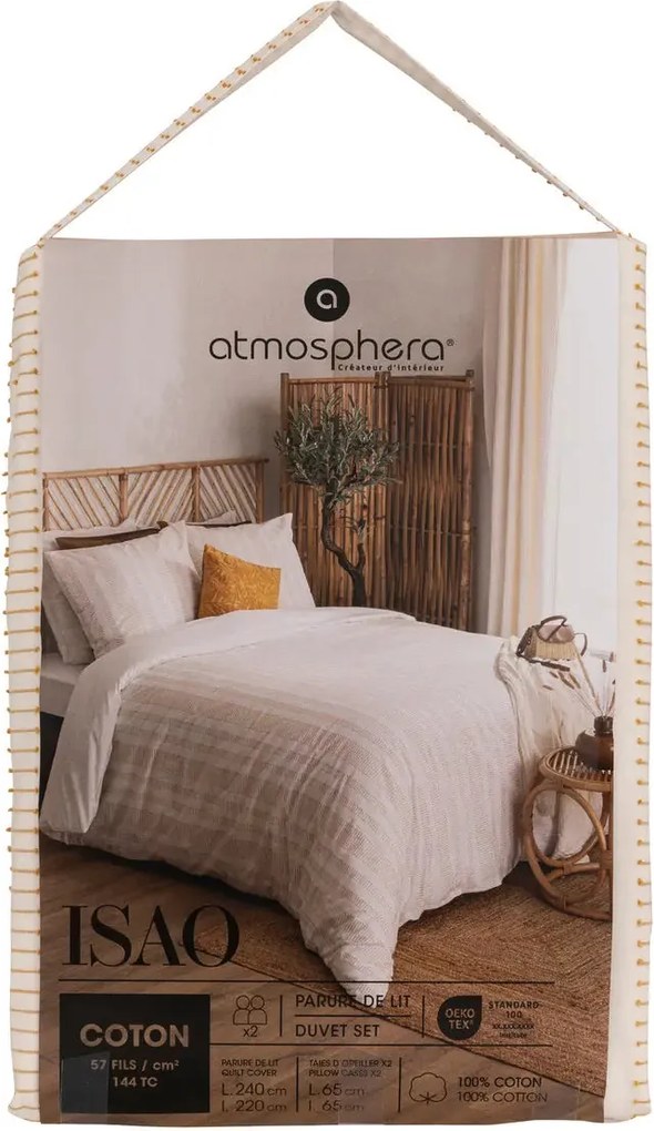 Спално бельо atmosphera Isao, Релефен памук с ефект лен - 240x220 cm