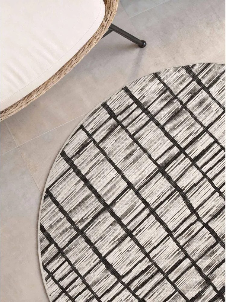 Черен/кремав кръгъл килим за открито и закрито ø 160 cm Haringey Crouch – Ted Baker