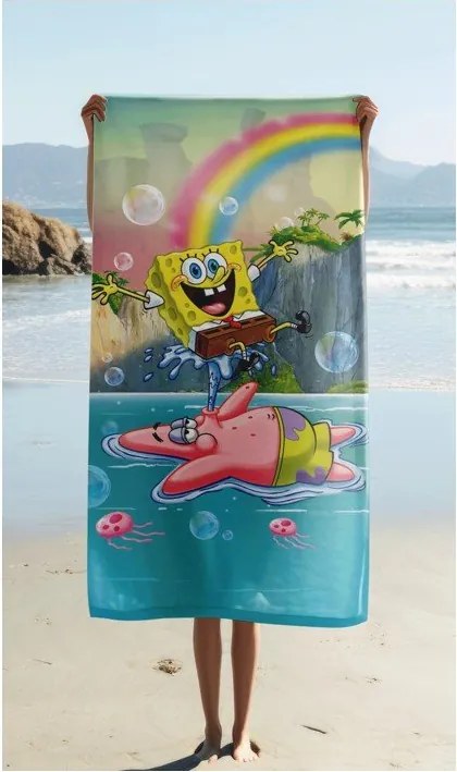 Памучна детска кърпа 70x140 cm Sponge Bob "Tropical Duo" – Jerry Fabrics