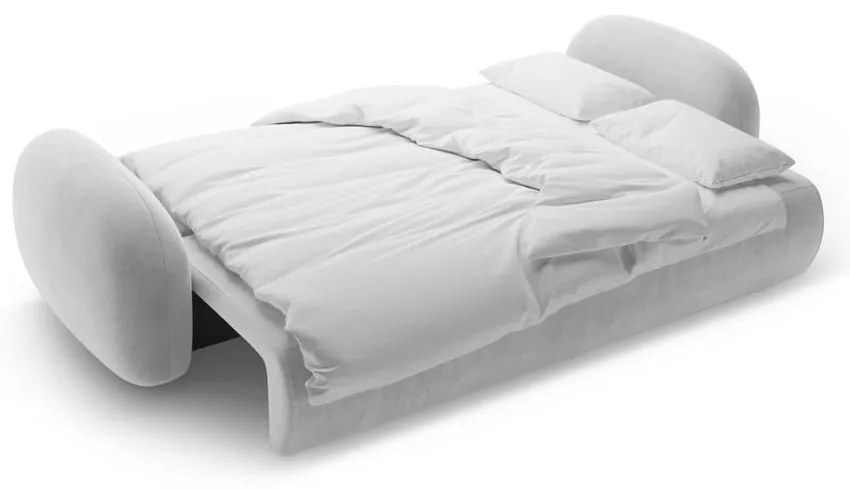 Светлосив кадифен сгъваем/с място за съхранение диван 262 cm Tonale – Cosmopolitan Design