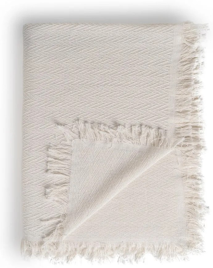 Кремаво покривало за легло от рециклиран памук 180x260 cm Spike – Ixia