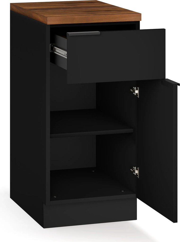 Blumfeldt WoodVista Шкаф за кухня, Здрава MDF работна повърхност, Soft-Close панти, Алуминиеви дръжки