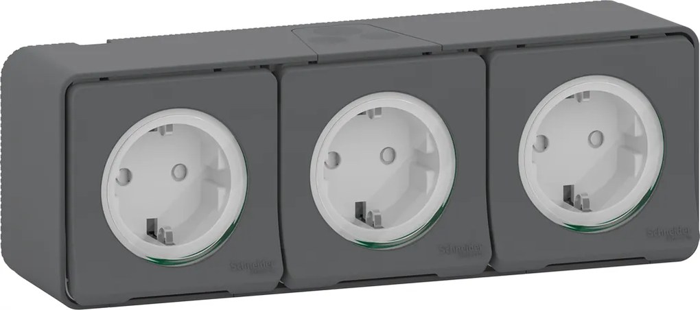 SE Контакт шуко ТРОЕН 16А с детска защита моноблок IP55 автоматични клеми цвят Антрацит Mureva  - MUR36038