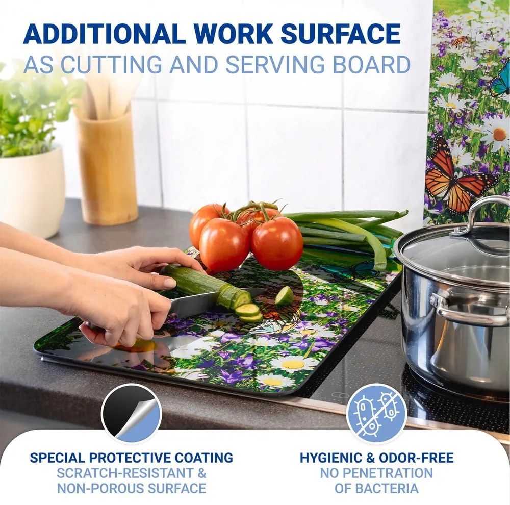 Капаци за печка 2 бр. от закалено стъкло 52x30 cm Summer Meadow – Maximex