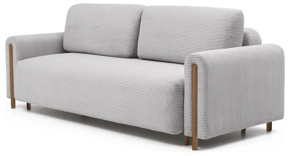 Светлосив разтегателен диван с място за съхранение от рипсено кадифе 244 cm Arcadova – ELTAP